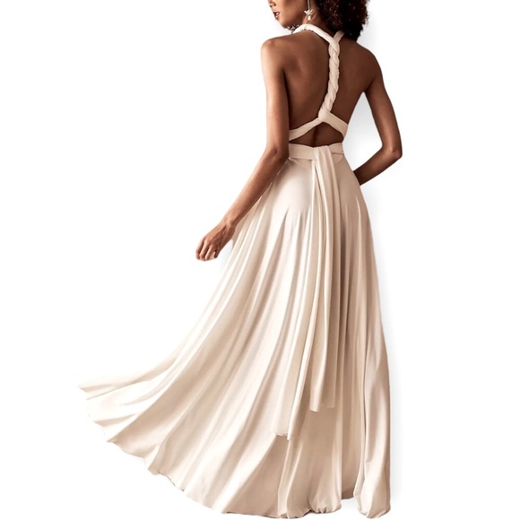 New BHLDN Twobirds Ginger Convertible Sz A / Fits 0 - 12 White Maxi Wedding Gown - Picture 5 of 17